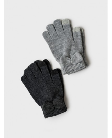 Перчатки трикотажные для девочек, 2 пары в комплекте черный,серый