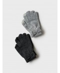 Перчатки трикотажные для девочек, 2 пары в комплекте черный,серый