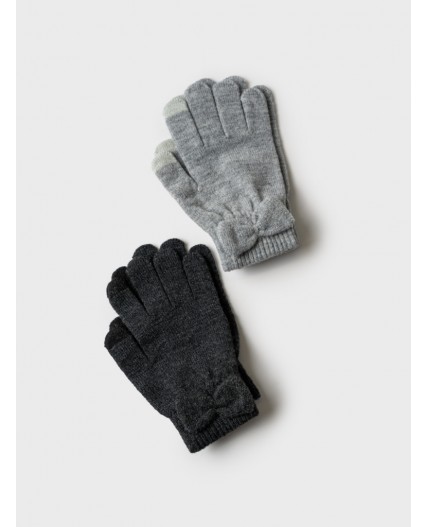 Перчатки трикотажные для девочек, 2 пары в комплекте черный,серый