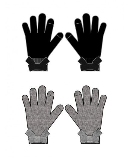Перчатки трикотажные для девочек, 2 пары в комплекте черный,серый