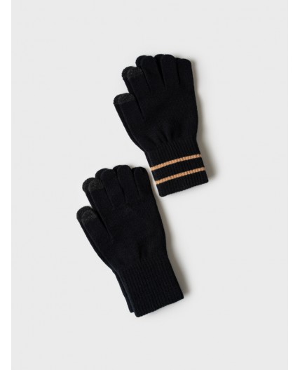 Перчатки трикотажные для девочек, 2 пары в комплекте черный
