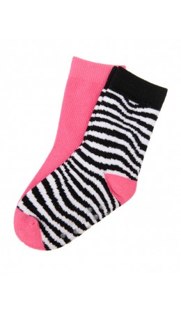 Носки, 2 пары в комплекте для девочки фуксия,черный,белый
