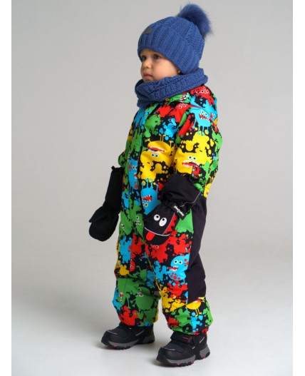 Зимний комбинезон из мембранной ткани для мальчика черный,разноцветный