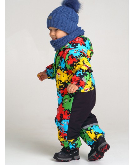 Зимний комбинезон из мембранной ткани для мальчика черный,разноцветный
