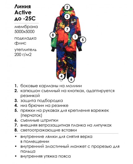 Зимний комбинезон из мембранной ткани для мальчика разноцветный