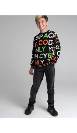 Джемпер для мальчика черный,разноцветный