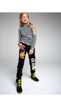 Джинсы-джоггеры, утепленные флисом, для девочки черный