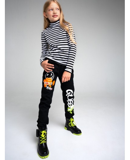 Джинсы-джоггеры, утепленные флисом, для девочки черный