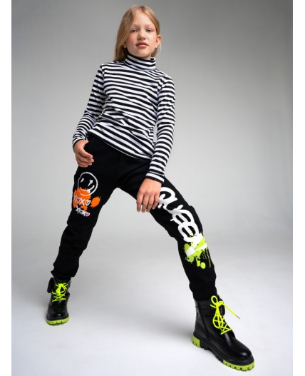 Джинсы-джоггеры, утепленные флисом, для девочки черный