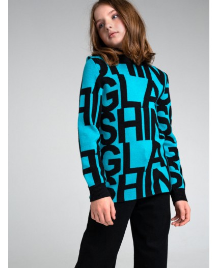 Джемпер для девочки голубой,черный