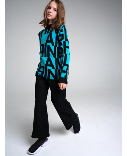 Джемпер для девочки голубой,черный