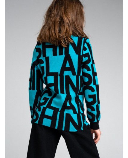 Джемпер для девочки голубой,черный