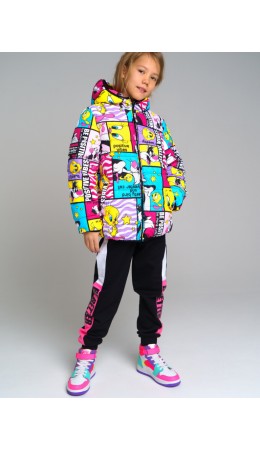 Куртка текстильная с полиуретановым покрытием для девочек разноцветный