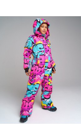 Зимний комбинезон из мембранной ткани для девочки разноцветный