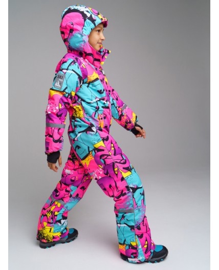 Зимний комбинезон из мембранной ткани для девочки разноцветный