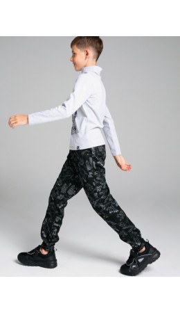 Брюки текстильные джинсовые утепленные флисом для мальчиков черный