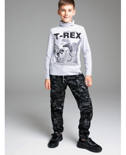 Брюки текстильные джинсовые утепленные флисом для мальчиков черный