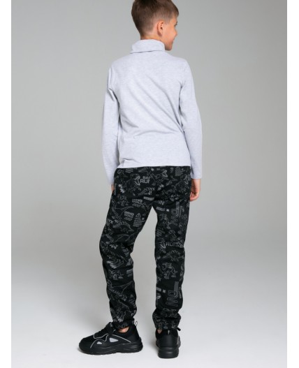 Брюки текстильные джинсовые утепленные флисом для мальчиков черный