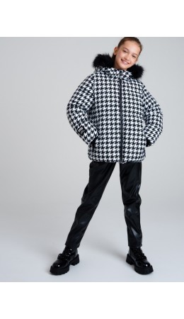 Куртка текстильная с полиуретановым покрытием для девочек черный,белый