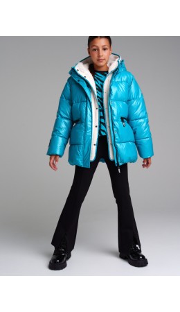 Куртка текстильная с полиуретановым покрытием для девочек голубой