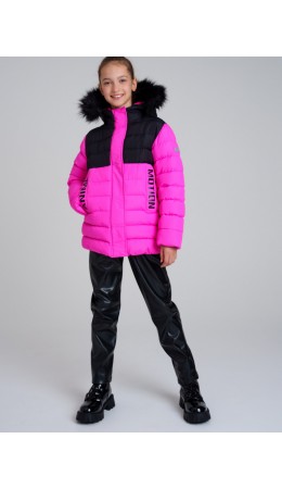 Куртка текстильная с полиуретановым покрытием для девочек сиреневый,черный