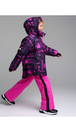 Куртка текстильная с полиуретановым покрытием для девочек сиреневый,черный