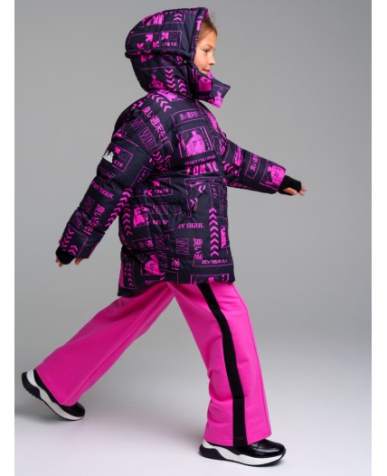 Куртка текстильная с полиуретановым покрытием для девочек сиреневый,черный