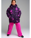 Куртка текстильная с полиуретановым покрытием для девочек сиреневый,черный