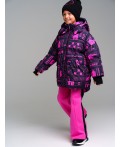 Куртка текстильная с полиуретановым покрытием для девочек сиреневый,черный