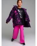 Куртка текстильная с полиуретановым покрытием для девочек сиреневый,черный