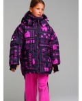Куртка текстильная с полиуретановым покрытием для девочек сиреневый,черный