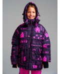 Куртка текстильная с полиуретановым покрытием для девочек сиреневый,черный