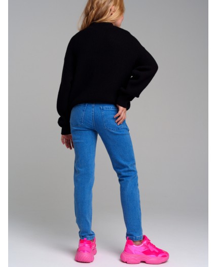 Брюки текстильные джинсовые для девочек голубой