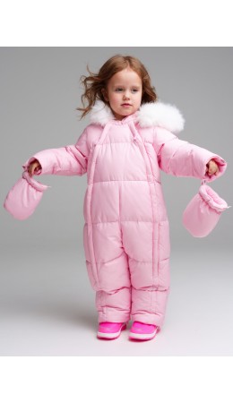 Комбинезон детский текстильный с полиуретановым покрытием для девочек светло-розовый