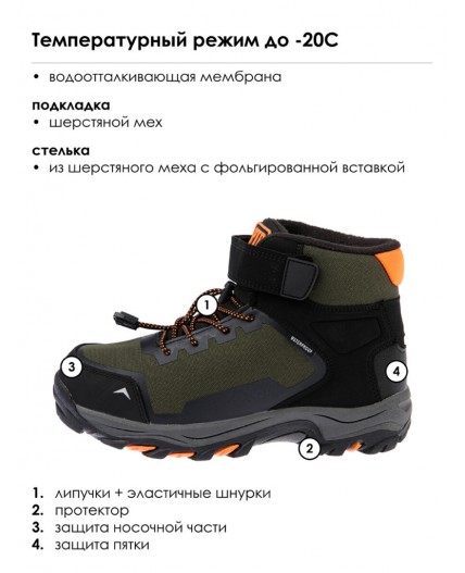 Ботинки для мальчиков черный,оранжевый,хаки