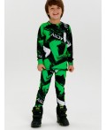 Термокомплект трикотажный для мальчиков: брюки, толстовка для эпизодического использования черный,светло-зеленый,белый