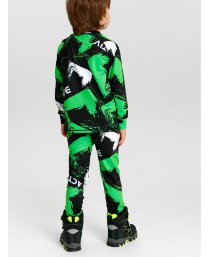 Термокомплект трикотажный для мальчиков: брюки, толстовка для эпизодического использования черный,светло-зеленый,белый