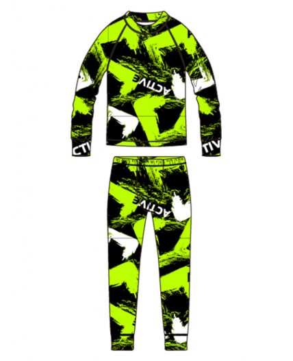Термокомплект трикотажный для мальчиков: брюки, толстовка для эпизодического использования черный,светло-зеленый,белый