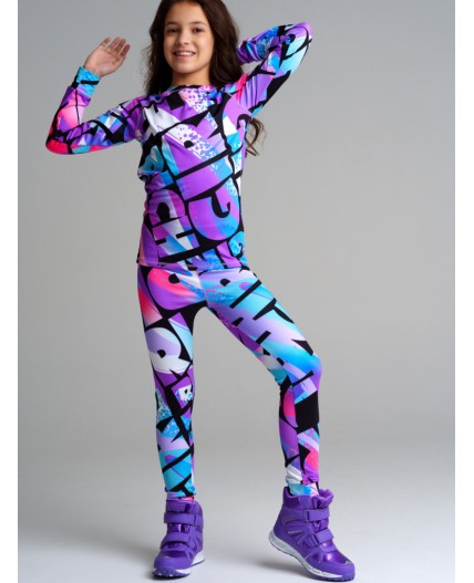 Термокомплект трикотажный для девочек: брюки, толстовка для эпизодического использования разноцветный