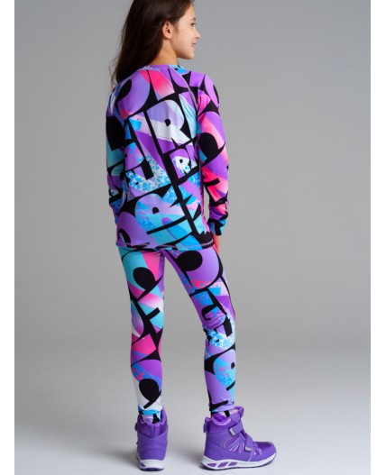 Термокомплект трикотажный для девочек: брюки, толстовка для эпизодического использования разноцветный
