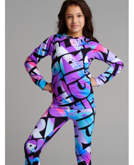 Термокомплект трикотажный для девочек: брюки, толстовка для эпизодического использования разноцветный