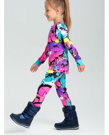 Термокомплект трикотажный для девочек: брюки, толстовка для эпизодического использования разноцветный