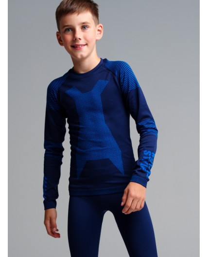 Термокомплект трикотажный для мальчиков: брюки, толстовка для эпизодического использования тёмно-синий,синий