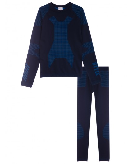 Термокомплект трикотажный для мальчиков: брюки, толстовка для эпизодического использования тёмно-синий,синий
