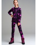 Термокомплект трикотажный для девочек: брюки, толстовка для эпизодического использования черный,фиолетовый