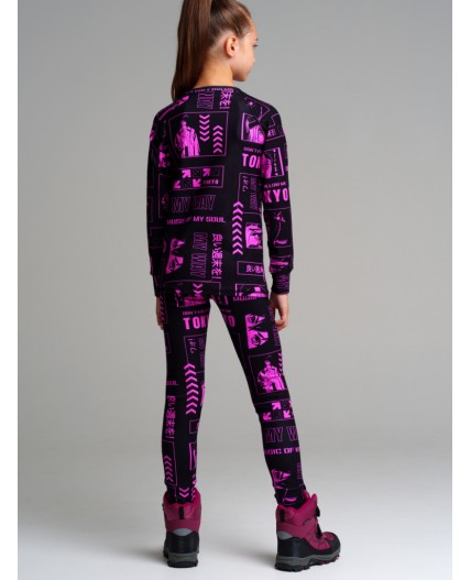 Термокомплект трикотажный для девочек: брюки, толстовка для эпизодического использования черный,фиолетовый