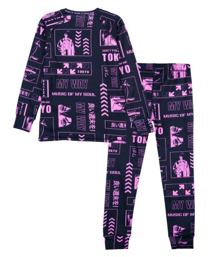 Термокомплект трикотажный для девочек: брюки, толстовка для эпизодического использования черный,фиолетовый