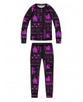 Термокомплект трикотажный для девочек: брюки, толстовка для эпизодического использования черный,фиолетовый