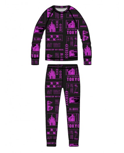 Термокомплект трикотажный для девочек: брюки, толстовка для эпизодического использования черный,фиолетовый