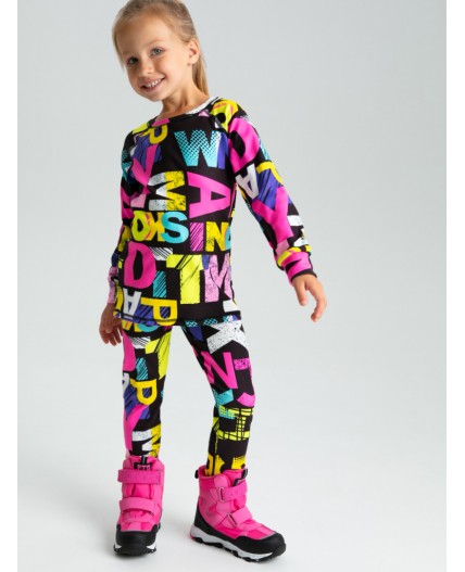 Термокомплект трикотажный для девочек: брюки, толстовка для эпизодического использования разноцветный